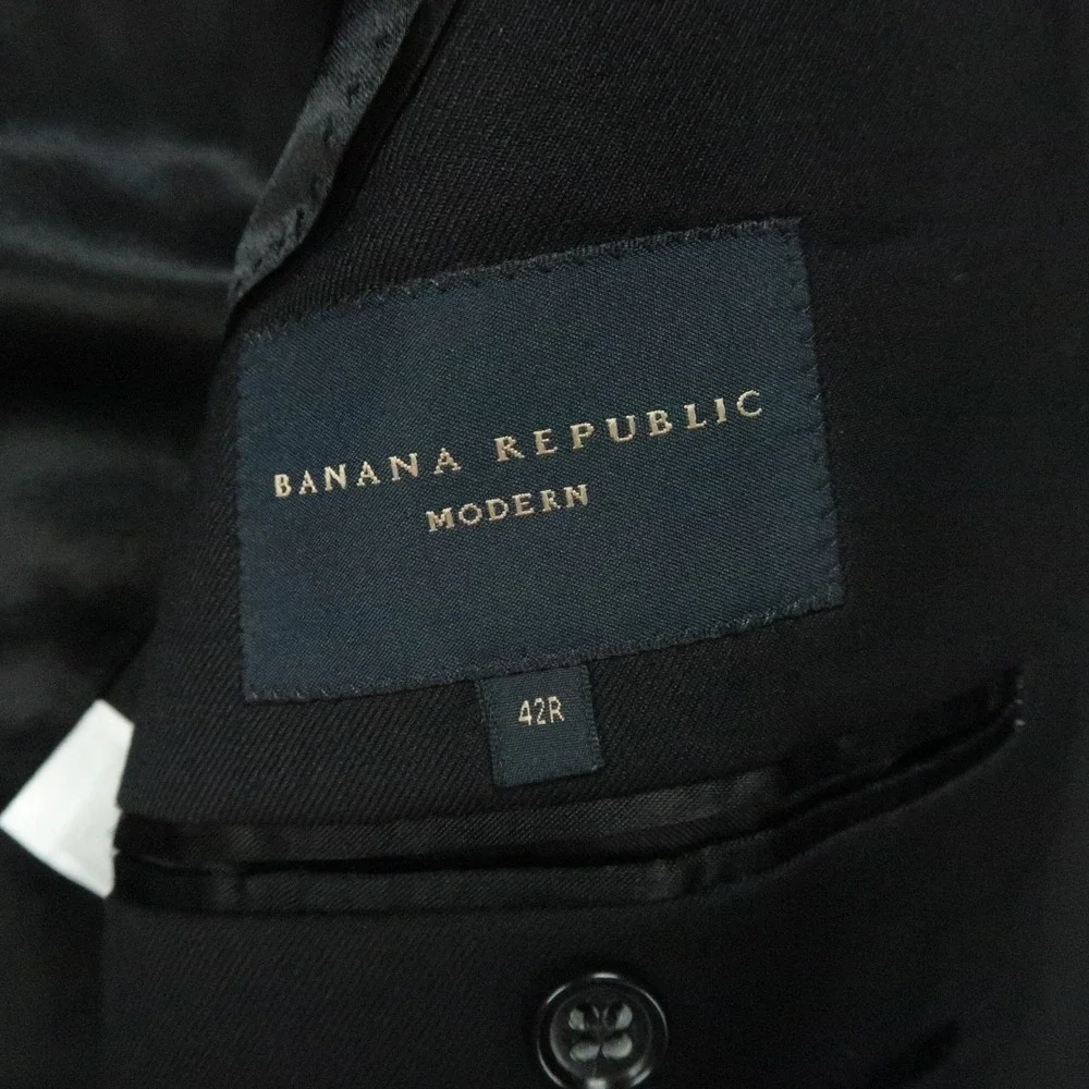 Banana Republic Blazer Mens 42R Black Modern Wool Sport Coat
